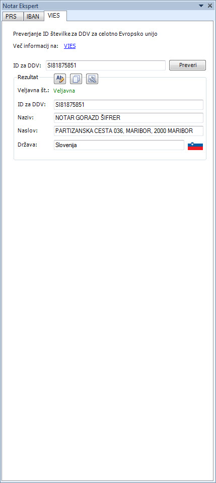 Notar Ekspert - stranski pano - VIES